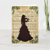 ヴィンテージクリスマスシート音楽ガールとバイオリン シーズンカード (正面)