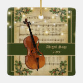 ヴィンテージクリスマスシート音楽チェロ セラミックオーナメント (裏面)