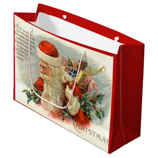ヴィンテージクリスマスシーブンサンタパーティーバッグ ラージペーパーバッグ (正面アングル)