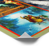 ヴィンテージクリスマスシーンとテーマコラージュ ポスター (角)