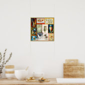 ヴィンテージクリスマスシーンとテーマコラージュ ポスター (キッチン)