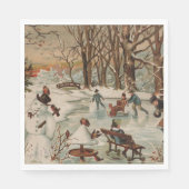 ヴィンテージクリスマスシーンアイススケートで滑る スタンダードランチョンナプキン (正面)