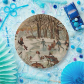 ヴィンテージクリスマスシーンアイススケートで滑る ペーパープレート (パーティー)