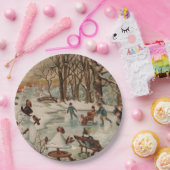 ヴィンテージクリスマスシーンアイススケートで滑る ペーパープレート (パーティー)