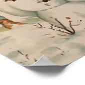 ヴィンテージクリスマスシーンアイススケートで滑る ポスター (角)