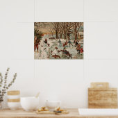 ヴィンテージクリスマスシーンアイススケートで滑る ポスター (キッチン)