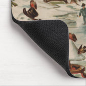 ヴィンテージクリスマスシーンアイススケートで滑る マウスパッド (コーナー)