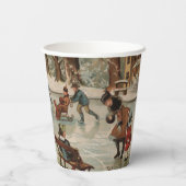 ヴィンテージクリスマスシーンアイススケートで滑る 紙コップ (裏面)