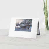 ヴィンテージクリスマスシーンコテージ雪だるま カード (裏面)