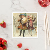 ヴィンテージクリスマスシーンホリデイ紙ナプキンス スタンダードカクテルナプキン (インサイチュ)