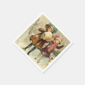 ヴィンテージクリスマスシーンホリデイ紙ナプキンス スタンダードカクテルナプキン (角)