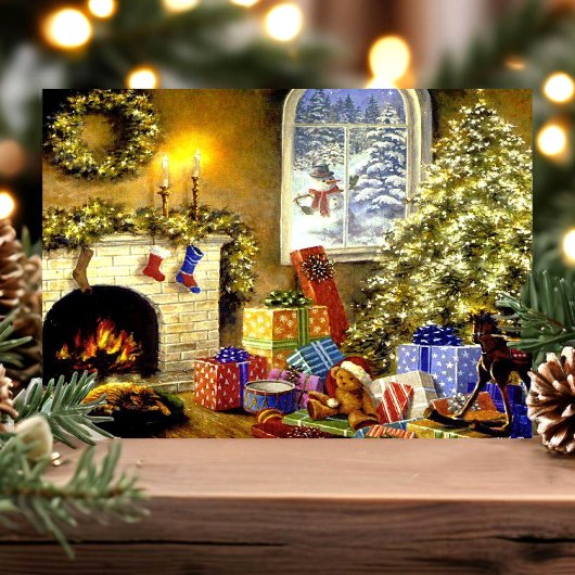 ヴィンテージクリスマスシーン シーズンポストカード