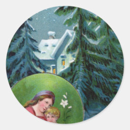 ヴィンテージクリスマスシーン ラウンドシール