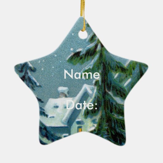 ヴィンテージクリスマスシーン - 母と子 セラミックオーナメント (裏面)