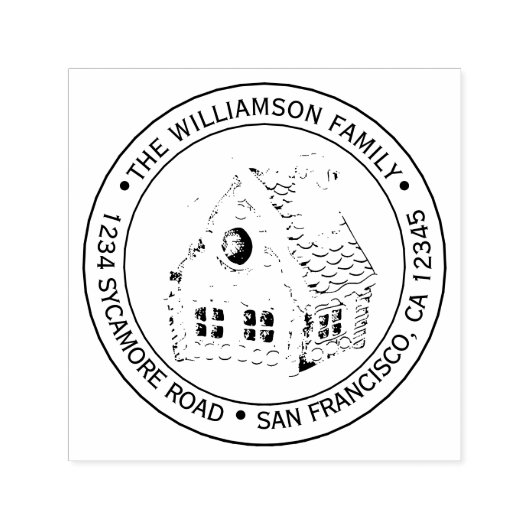 ヴィンテージクリスマスジンジャーブレッドハウス差出人住所 セルフインキングスタンプ (デザイン)