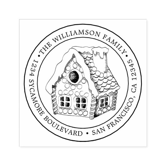 ヴィンテージクリスマスジンジャーブレッドハウス差出人住所 ラバースタンプ (インプリント)