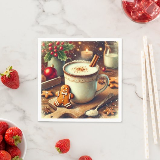 ヴィンテージクリスマスジンジャーブレッド熱ミルクの切り離し スタンダードカクテルナプキン (インサイチュ)