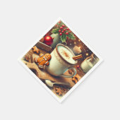 ヴィンテージクリスマスジンジャーブレッド熱ミルクの切り離し スタンダードカクテルナプキン (角)