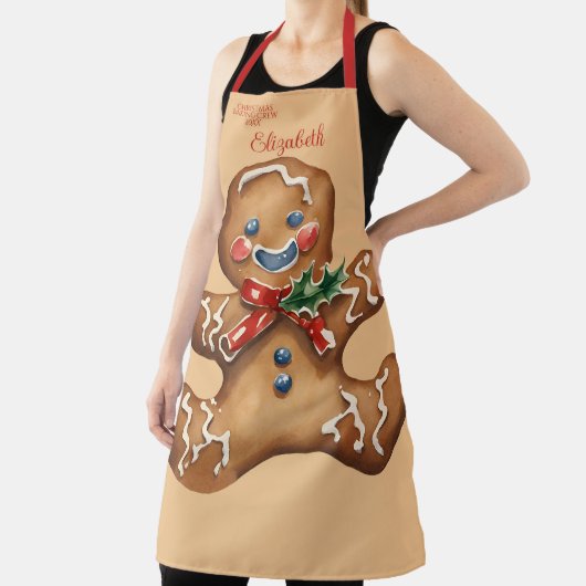 ヴィンテージクリスマスジンジャーマンパーソナライズされた エプロン (インサイチュ)