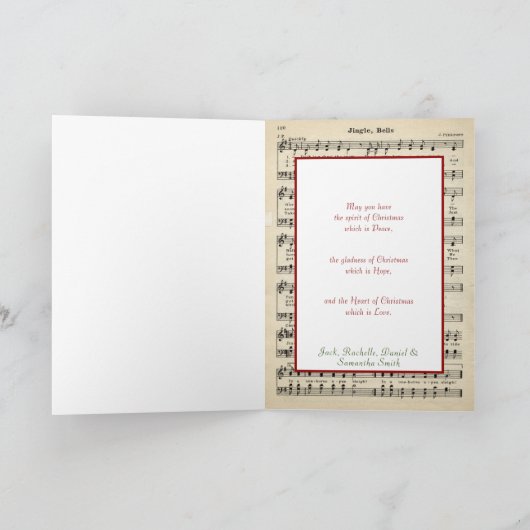 ヴィンテージクリスマスジンルベルズシートミュージック カード (内部)