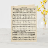 ヴィンテージクリスマスジンルベルズシートミュージック カード (黄色い花)