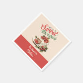 ヴィンテージクリスマススイートケーキ名前をカスタムする スタンダードカクテルナプキン (角)