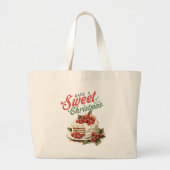 ヴィンテージクリスマススイートケーキ名前をカスタムする ラージトートバッグ (正面)