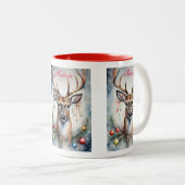 ヴィンテージクリスマススイートディアー名前をカスタムする ツートーンマグカップ (正面右)