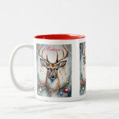 ヴィンテージクリスマススイートディアー名前をカスタムする ツートーンマグカップ (左)