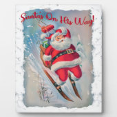 ヴィンテージクリスマススキーサンタサイン フォトプラーク (正面)