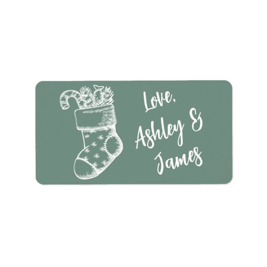 ヴィンテージクリスマススクリプトダスティグリーンギフトラベル ラベル (正面)