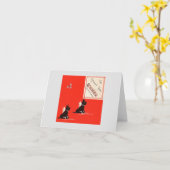 ヴィンテージクリスマススコットランド犬が世界に喜ぶ カード (黄色い花)