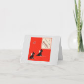 ヴィンテージクリスマススコットランド犬が世界に喜ぶ カード (正面)