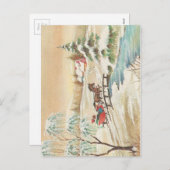 ヴィンテージクリスマスススそり乗り場 シーズンポストカード (正面/裏面)