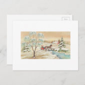 ヴィンテージクリスマスススそり乗り場 シーズンポストカード (正面/裏面)