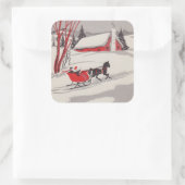 ヴィンテージクリスマススススそり雪景色 スクエアシール (バッグ)