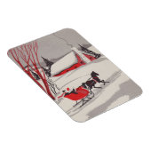 ヴィンテージクリスマススススそり雪景色 マグネット (右側)