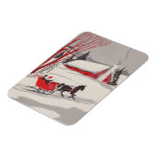 ヴィンテージクリスマススススそり雪景色 マグネット (左側)