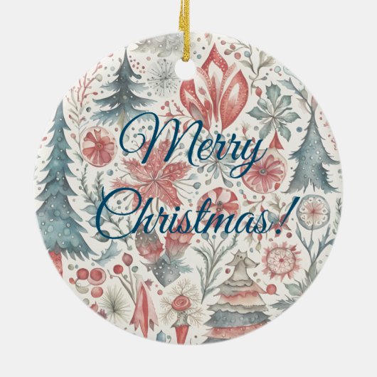 ヴィンテージクリスマスススススススカンジナビアデザイン セラミックオーナメント (裏面)