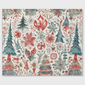 ヴィンテージクリスマスススススススカンジナビアデザイン ラッピングペーパー (フラット)