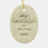 ヴィンテージクリスマススススノーカスタムスケートで滑るオーナメント セラミックオーナメント (裏面)