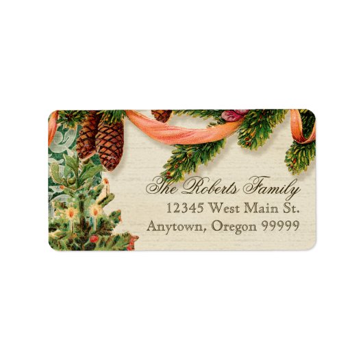 ヴィンテージクリスマススススノーカスタムスケートで滑るギフトラベル ラベル (正面)