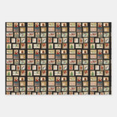 ヴィンテージクリスマススタンプのコラージュラッピング紙 ラッピングペーパーシート (正面)