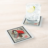 ヴィンテージクリスマススタンプ ガラスコースター (アングル)