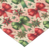 ヴィンテージクリスマススターと弓パターン テーブルクロス (アングル)