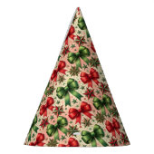 ヴィンテージクリスマススターと弓パターン パーティーハット (左)