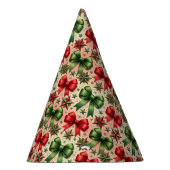 ヴィンテージクリスマススターと弓パターン パーティーハット (右)