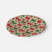 ヴィンテージクリスマススターと弓パターン ペーパープレート (アングル)