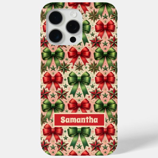 ヴィンテージクリスマススターと弓パターン Case-Mate iPhoneケース (裏面)