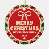 ヴィンテージクリスマススターズアンドボウズオーナメント セラミックオーナメント (正面)